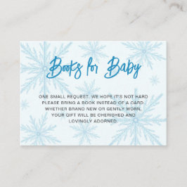 Modern Snowflakes Boy Baby Shower Book Request Begleitkarte