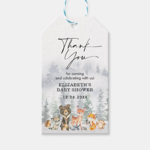 Modern Snowy Winter Woodland Vielen Dank für Ihre Geschenkanhänger