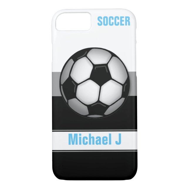 Modern Soccer Ball Blue personalisiert iPhone 7 Fa Case-Mate iPhone Hülle (Rückseite)
