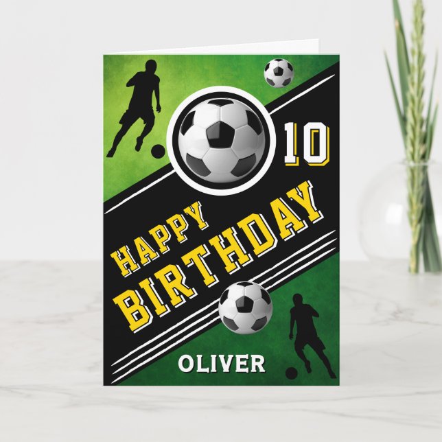 Modern Soccer Football Ball Player Geburtstag Karte (Vorderseite)