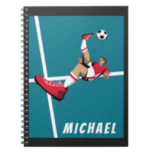 Modern Soccer Player Graphic Illustration Boy Name Notizblock