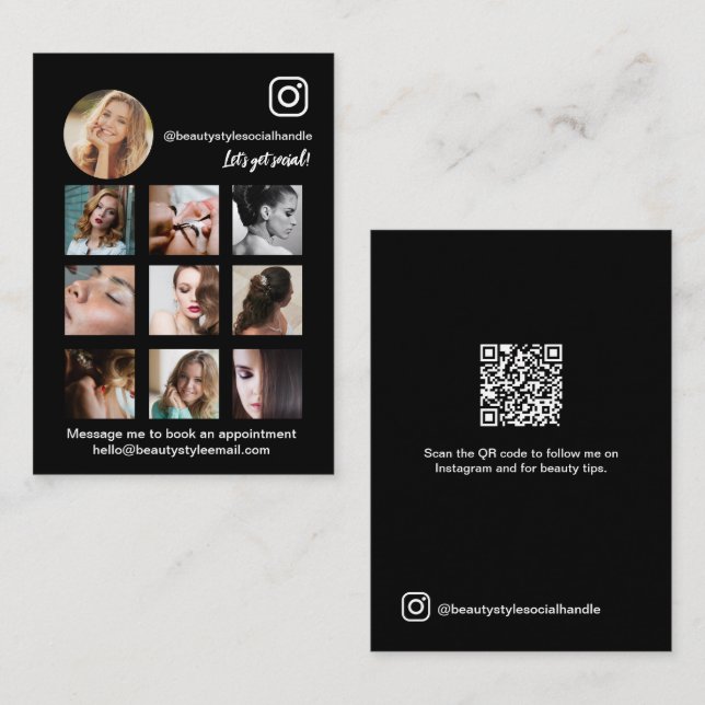 Modern Social Media Card with QR code Visitenkarte (Vorne/Hinten)