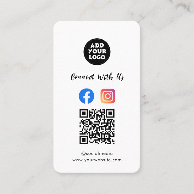 Modern Social Media QR Code | Instagram Facebook Visitenkarte (Vorderseite)