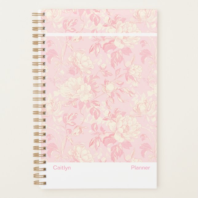 Modern Soft Peach Floral Planer (Vorderseite)