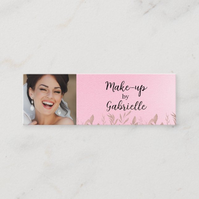 Modern Soft Pink Botanical Photo Script QR Code  Telefonnummerkarte (Vorderseite)