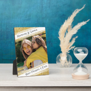 Modern Sparkle Gold Glitzer Foto BBF Bester Freund Fotoplatte