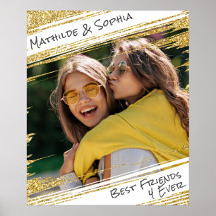 Modern Sparkle Gold Glitzer Foto BBF Bester Freund Poster