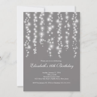 Modern Sparkle Gray 16 . Geburtstag Geburtstagspar Einladung