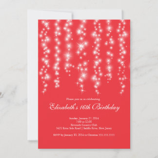 Modern Sparkle Red 16 . Geburtstag Geburtstagspart Einladung