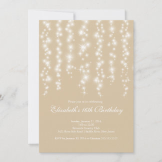 Modern Sparkle tan 16 . Geburtstag Birthday Party Einladung