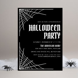 Modern Spider Web Black Halloween Party Einladung