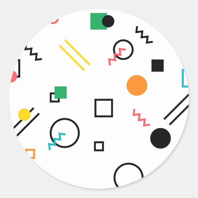 Modern, spielerisch, cool, trendy, geometrisch geg runder aufkleber (Vorderseite)