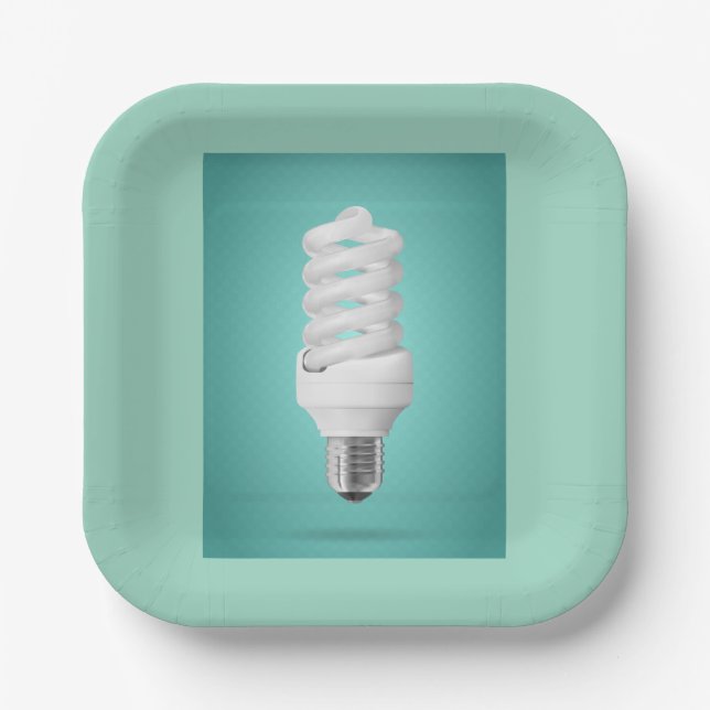 Modern Spiral Compact Fluorescent Lightbulb Pappteller (Vorderseite)
