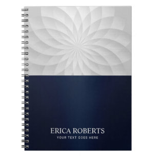 Modern Spiral Lotus Blume Elegante Navy Blue Notizblock