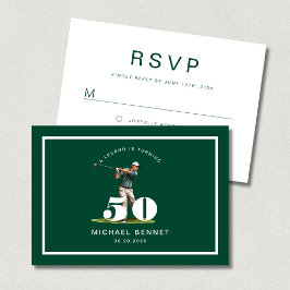 Modern Sport Golf 50th Birthday RSVP Karte