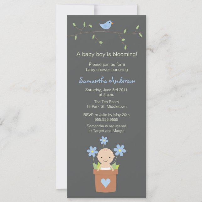 Modern Spring Baby Shooter - Boy Einladung (Vorderseite)