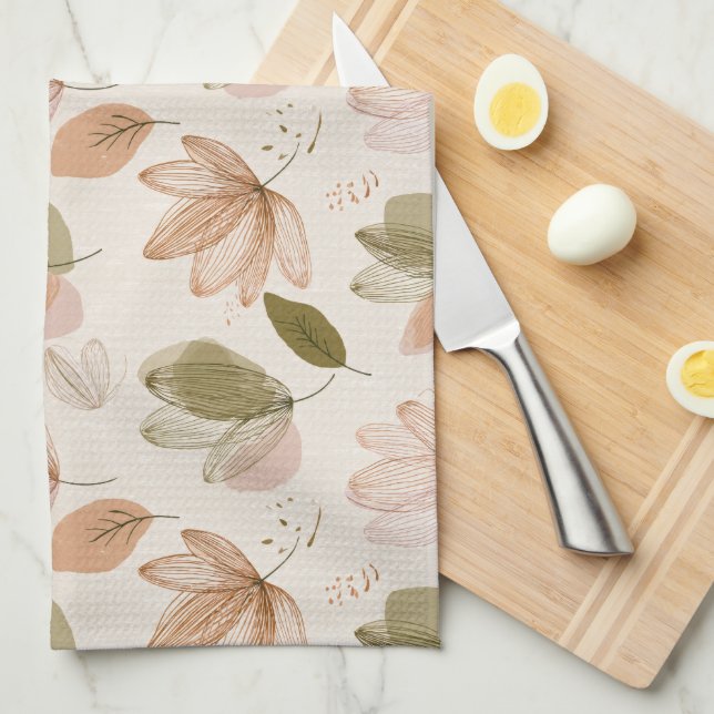 Modern Spring Botanical Floral Kitchen Towels Geschirrtuch (Viertel Falte)