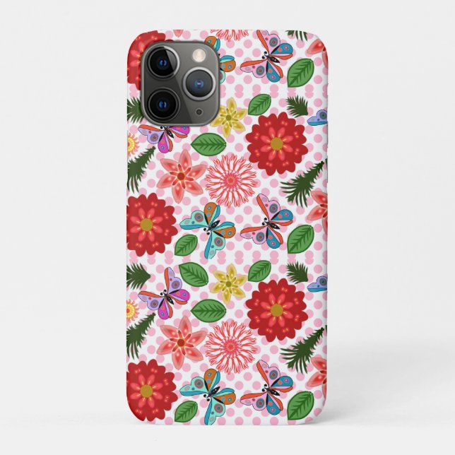 Modern Spring Garden Butterfly Floral  Case-Mate iPhone Hülle (Rückseite)