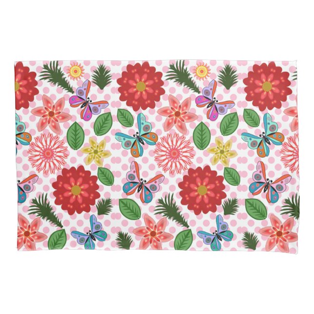 Modern Spring Garden Butterfly Floral  Kissenbezug (Vorderseite)