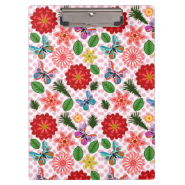 Modern Spring Garden Butterfly Floral Klemmbrett