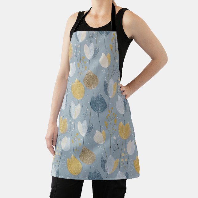 Modern Spring Tulip Botanical All-Over Print Apron Schürze (InSitu)