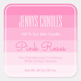 Modern Square Border Pastel Rainbow Ombre Pink Quadratischer Aufkleber