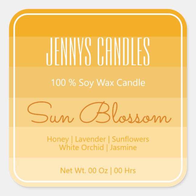 Modern Square Border Pastel Rainbow Ombre Yellow Quadratischer Aufkleber (Vorderseite)