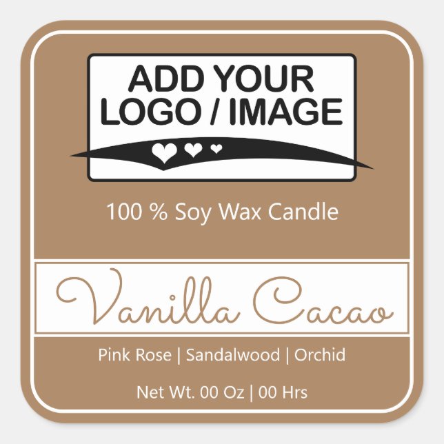 Modern Square Border Simple Light Brown Logo Image Quadratischer Aufkleber (Vorderseite)