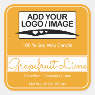 Modern Square Border Simple Orange Yellow Logo Quadratischer Aufkleber