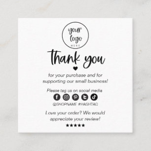 Modern Square Business Vielen Dank für Ihre Bestel Quadratische Visitenkarte
