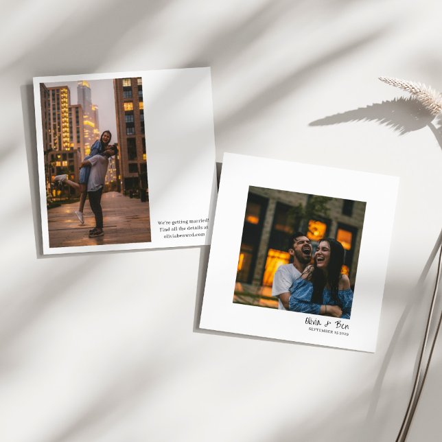 Modern Square Minimal Candid Handwritten Wedding Save The Date (Von Creator hochgeladen)