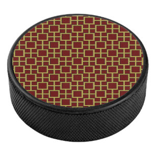 Modern Square Pattern Gold Eishockey Puck
