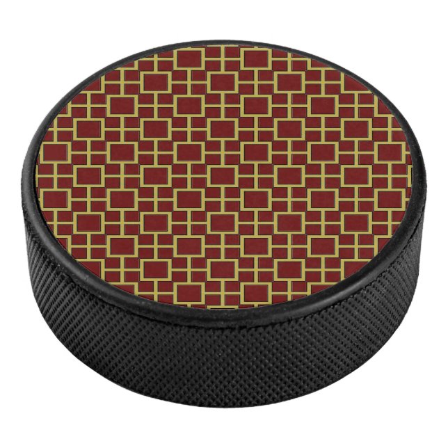 Modern Square Pattern Gold Eishockey Puck (3/4)