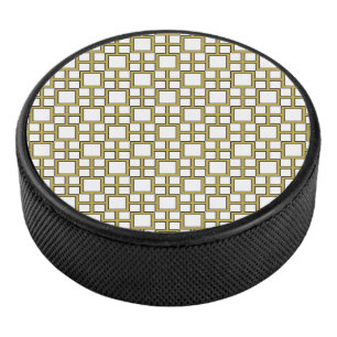Modern Square Pattern Gold Eishockey Puck