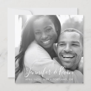 Modern Square Save the Date B/W Photo Card