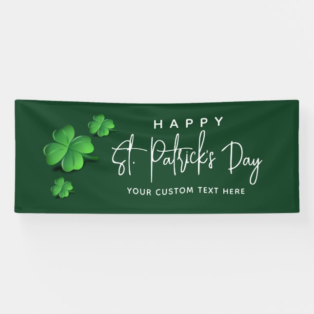 Modern St Patricks Day Green Kleeblatt Party Name Banner (Horizontal)