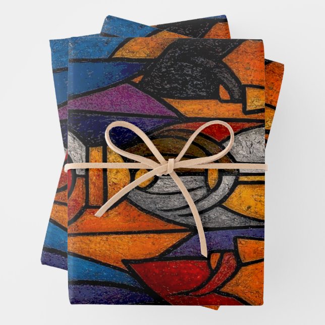 Modern Stained Glass Three Wise Men Geschenkpapier Set (Beispiel)