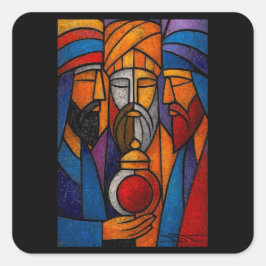 Modern Stained Glass Three Wise Men Quadratischer Aufkleber