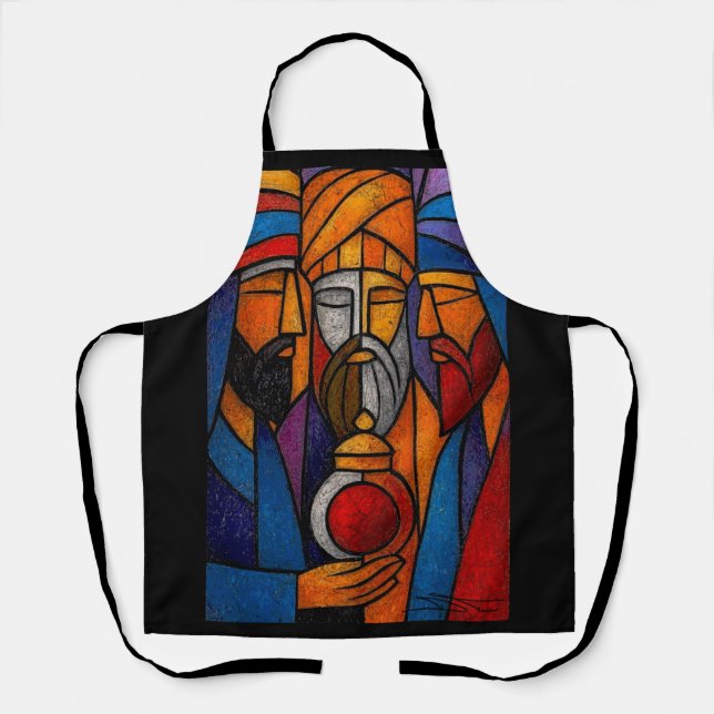 Modern Stained Glass Three Wise Men Schürze (Vorderseite)