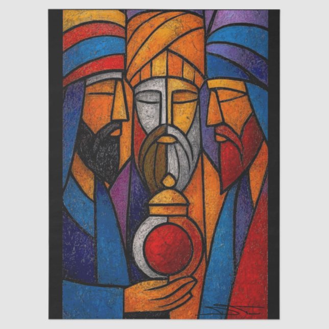 Modern Stained Glass Three Wise Men Seidenpapier (Vorderseite)