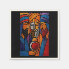 Modern Stained Glass Three Wise Men Serviette
