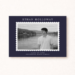 Modern Stamp Style Photo Graduation Announcement Einladung