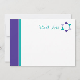 Modern Star Bat Mitzvah Dankeschön Karte
