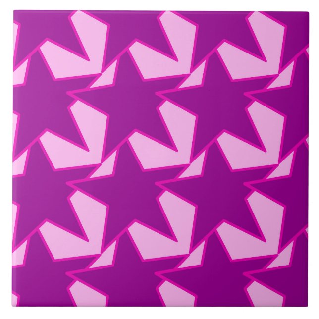 Modern Star Geometric - Amethyst lila und rosa Fliese (Vorderseite)