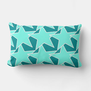 Modern Star Geometric - Aqua und Türkis Lendenkissen