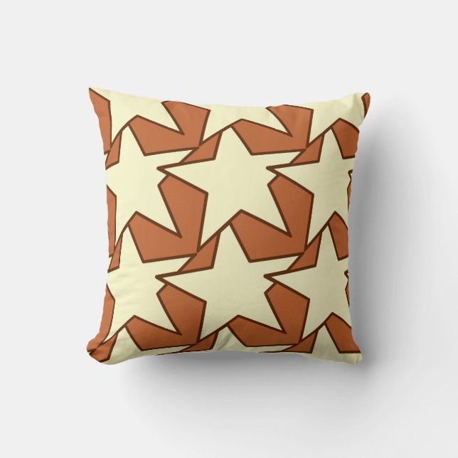 Modern Star Geometric - Creme und Kamelbräune Kissen (Vorderseite)