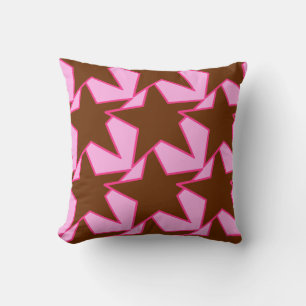 Modern Star Geometric - dunkelbraun und rosa Kissen