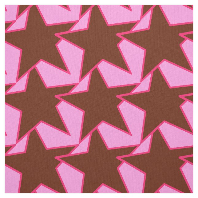 Modern Star Geometric - dunkelbraun und rosa Stoff (Muster)
