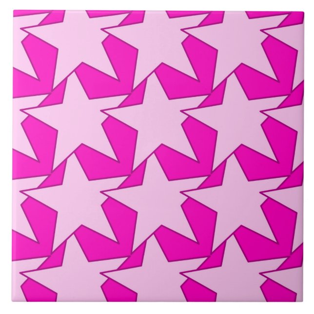 Modern Star Geometric - Fuchsia und Eispink Fliese (Vorderseite)