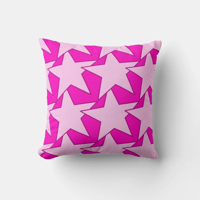 Modern Star Geometric - Fuchsia und Eispink Kissen (Vorderseite)